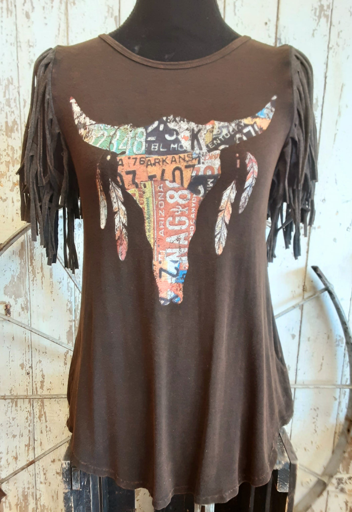 Fringe Cow Skull Shirt