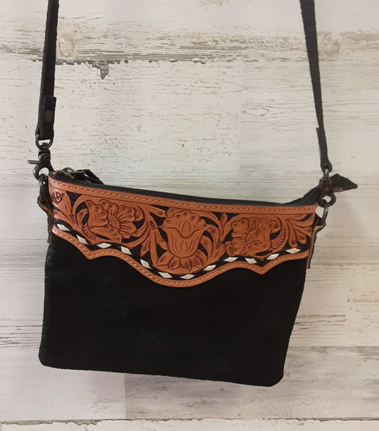 Black with Tooled Leather Purse